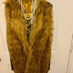 Brown Faux Fur Sweater Vest w/Hook Eye